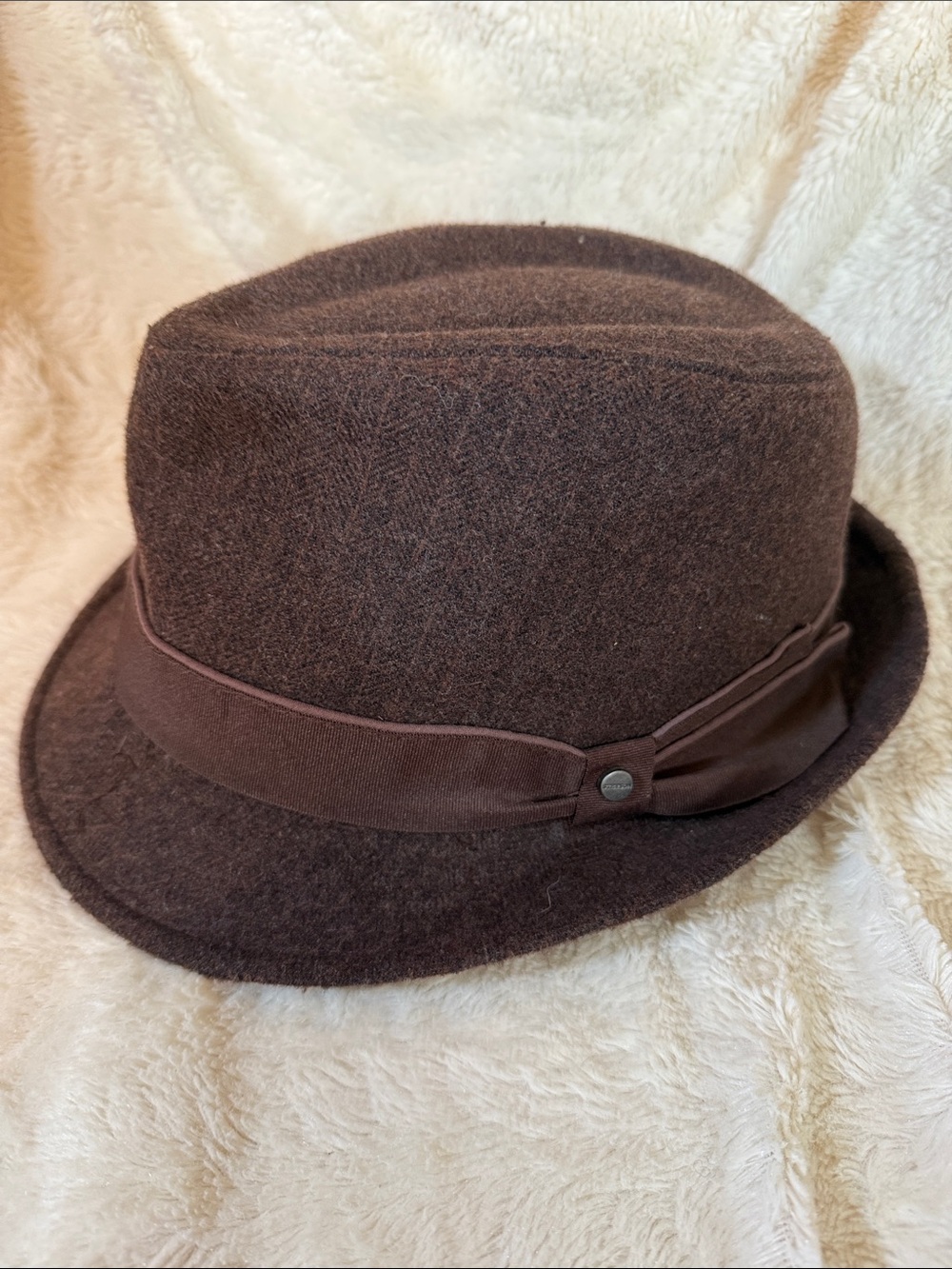 Stetson All American Brown Wool Blend Herringbone Fedora Hat XL Dapper Timeless